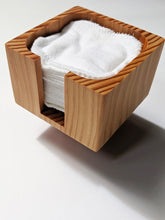 Load image into Gallery viewer, white reusable facial rounds in a square wooden container