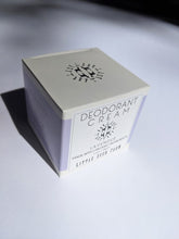 Load image into Gallery viewer, the box that the deodorant comes in that says "Deodorant Cream - lavender. made with organic ingredients."