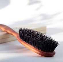 Load image into Gallery viewer, a closer look at the wooden brush with boar bristles