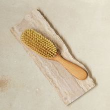 Load image into Gallery viewer, a light colored wooden hair brush with vegan bristles