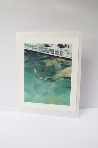 an art print of sharks in the water by local artist of Bone Island Art