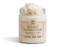 Load image into Gallery viewer, a jar of holiday sugar scrub by Little Seed Farm and you can see the sugar scrub