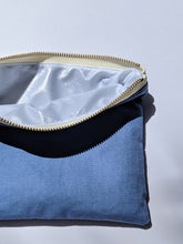 Load image into Gallery viewer, the inside of the dusty blue colored bag
