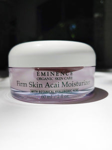 a jar of the Firm Skin Acai Moisturizer by Eminence. The jar is short and wide.