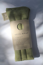Load image into Gallery viewer, a green and cream colored neck wrap
