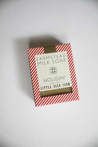 a bar of holiday soap by Little Seed Farm