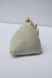 a pyramid shaped gray lavender sachet