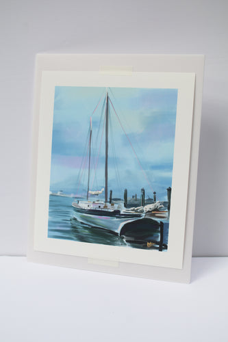a fine art print of a painting of a sailboat by Bone Island Art