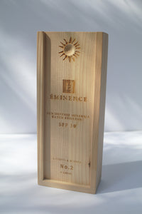 a wooden box containing Sun Defense Mineral Powder, shade Cherries and Berries, by Eminence
